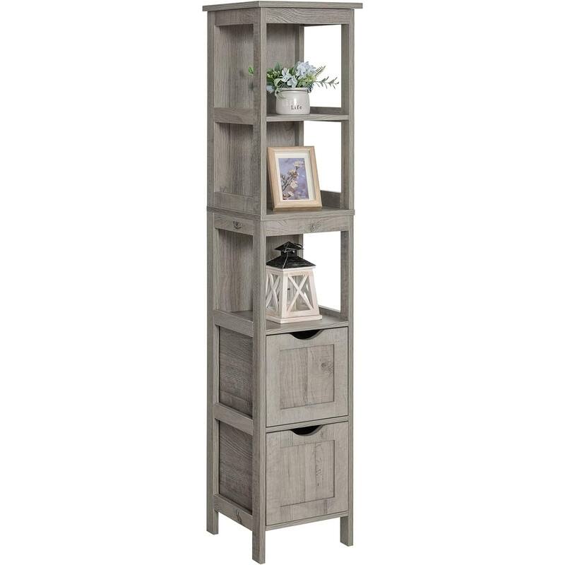 55.9" Grey Bathroom Storage Slim Tall Narrow Floor N